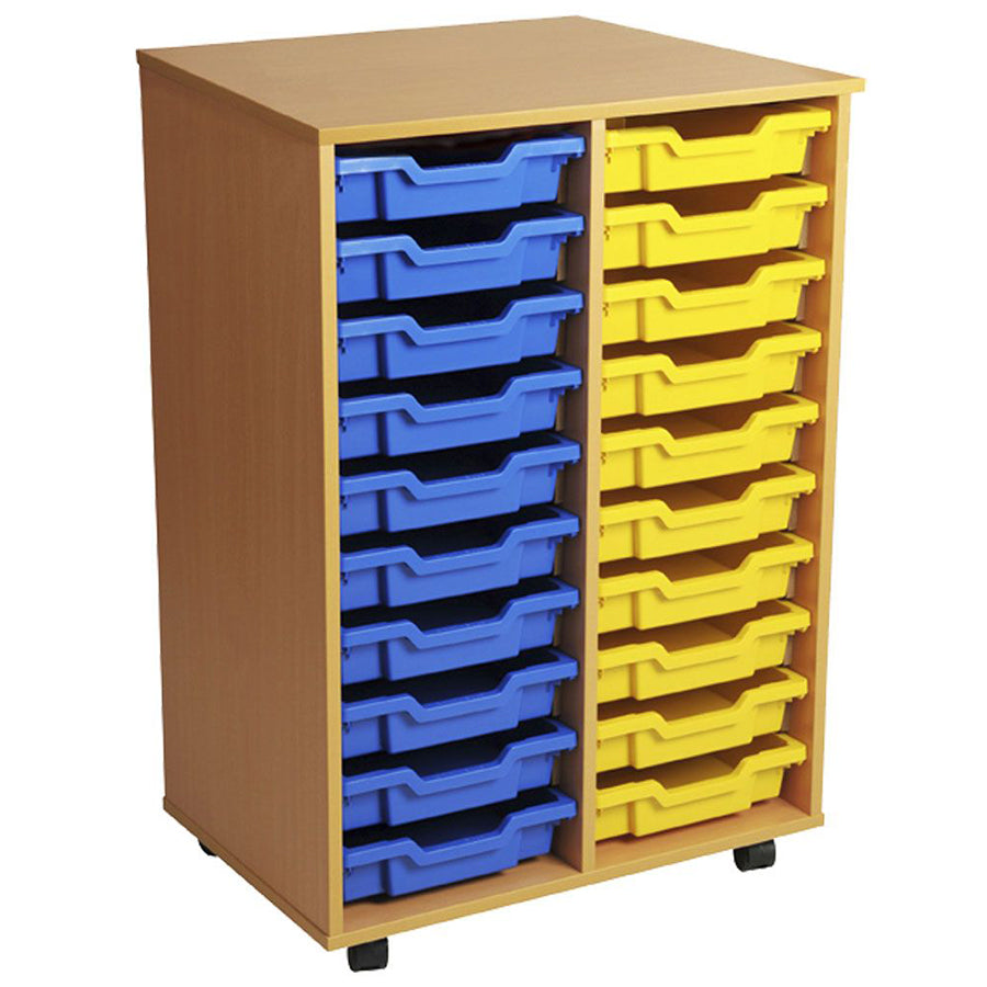 Tray Storage Mobile unit with 20 Gratnells trays and colour edge option