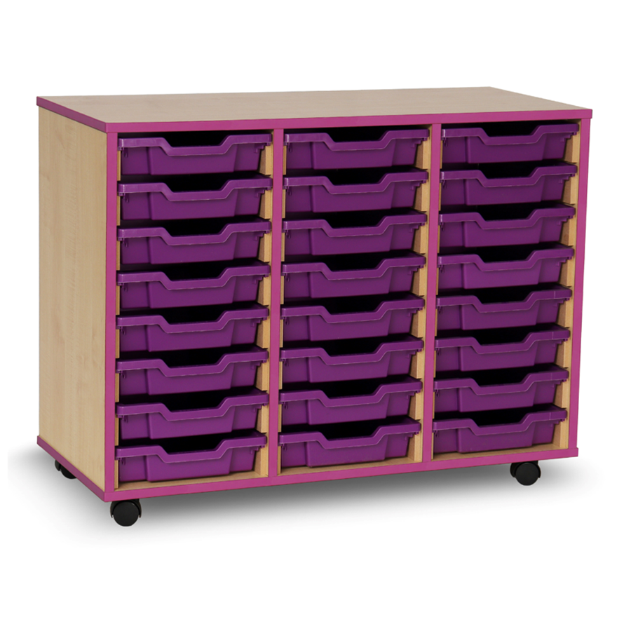 Smart Storage Coloured Edge Open 24 Tray Triple Unit mobile plum