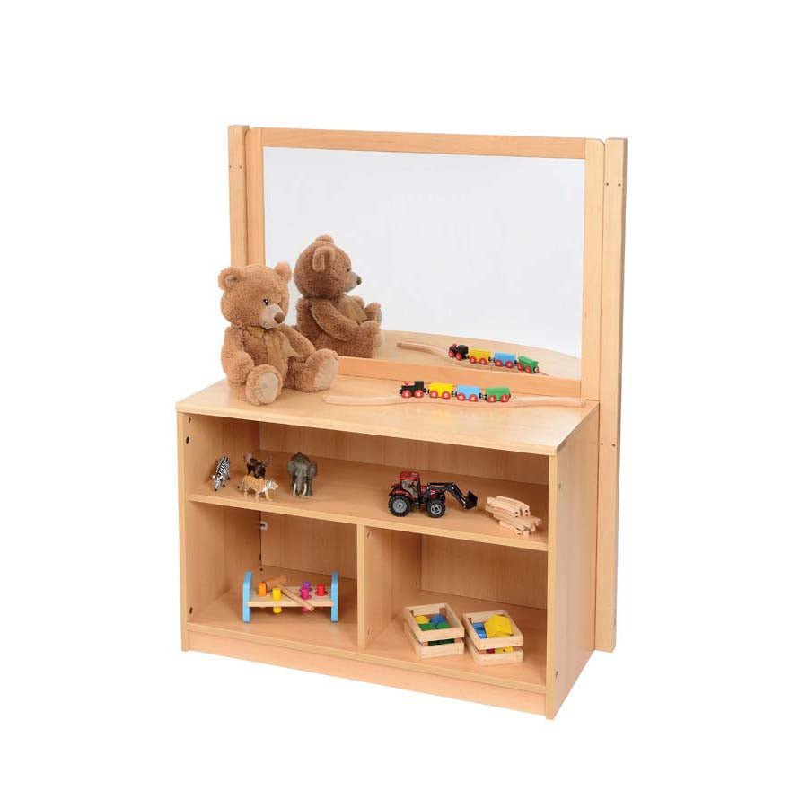 RS Open Bookcase With Solid Back & Drywipe /Mirror Divider