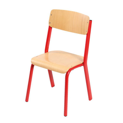 Alpha® 4 Leg RAL3000 classroom chair Stainless steel frame with beech wood seat and backrest