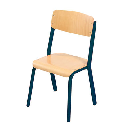 Alpha® 4 Leg RAL5011 classroom chair Stainless steel frame with beech wood seat and backrest