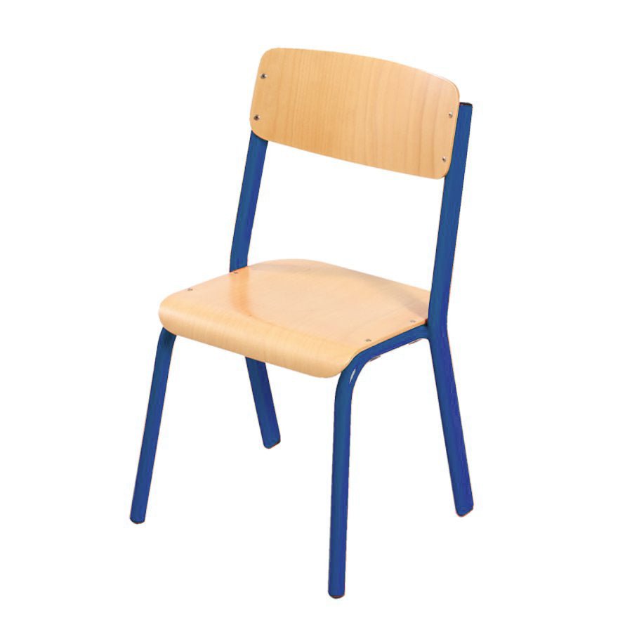 Alpha® 4 Leg RAL5013 classroom chair Stainless steel frame with beech wood seat and backrest