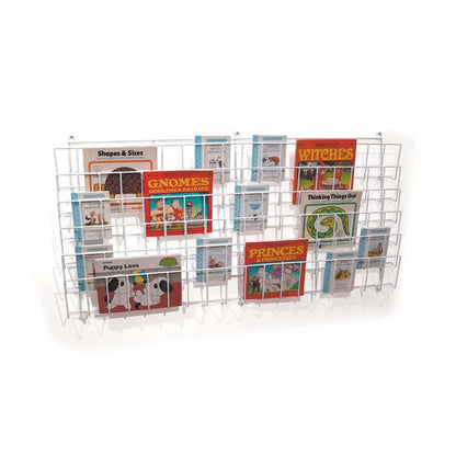 Horizontal Wall Mounted Book Rack - 6 Shallow Shelves