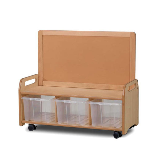 Mobile Low Display Storage Unit  With 3 Clear Tubs