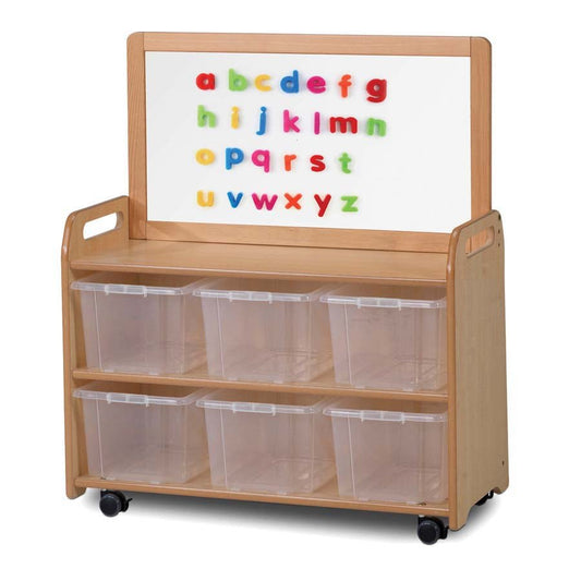 Mobile Tall Unit With Top Magnetic Whiteboard Add On 6 Tubs or 6 Baskets