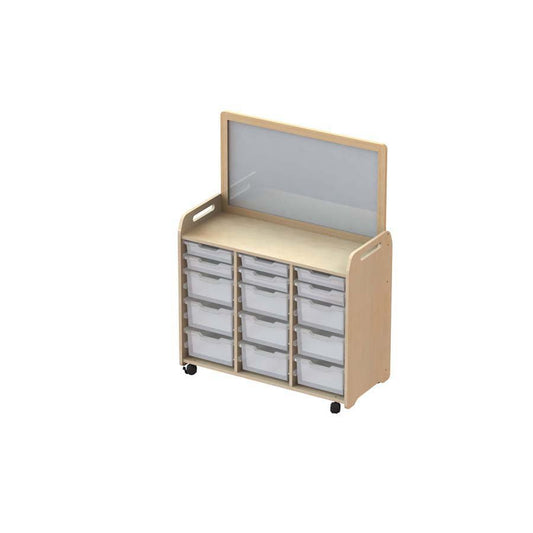 Millhouse Tray Storage Unit With Magnetic Whiteboard Divider 6 Shallow 9 Deep Trays