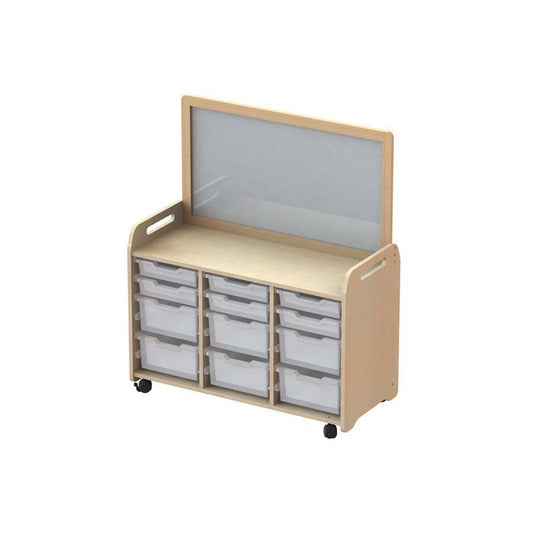 Millhouse Tray Storage Unit With Magnetic Whiteboard Divider 6 Shallow 6 Deep Trays