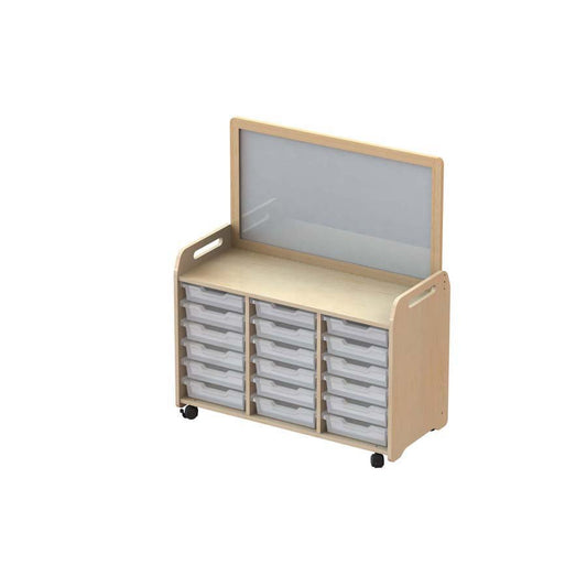 Millhouse Tray Storage Unit With Magnetic Whiteboard Divider 18 Shallow Trays