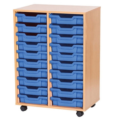 Tray Storage Mobile unit with 20 Gratnells trays and colour edge option