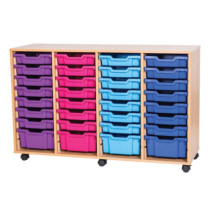 Tray Storage Mobile unit with 36 Gratnells trays and colour edge option