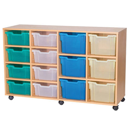 Smart Storage Coloured Edge Fixed Shelf 14 Combination Tray Unit mobile