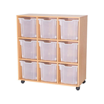 Smart Storage Coloured Edge Fixed Shelf 9 Jumbo Tray Unit mobile